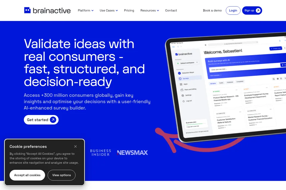Aperçu de la landing page