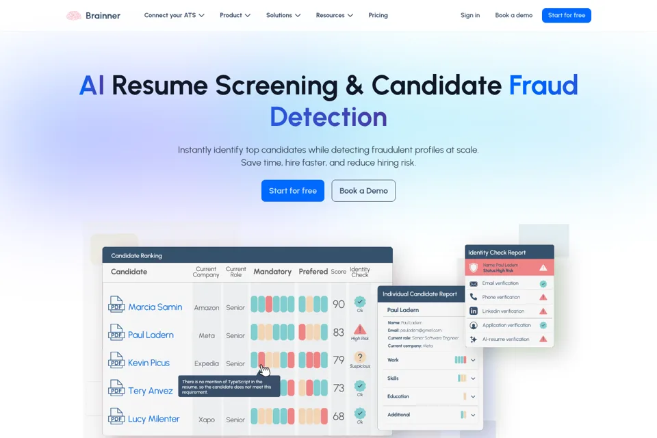 Aperçu de la landing page