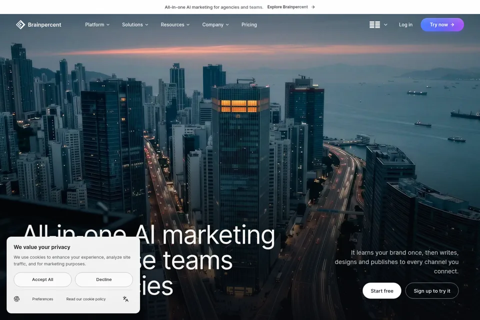 Aperçu de la landing page