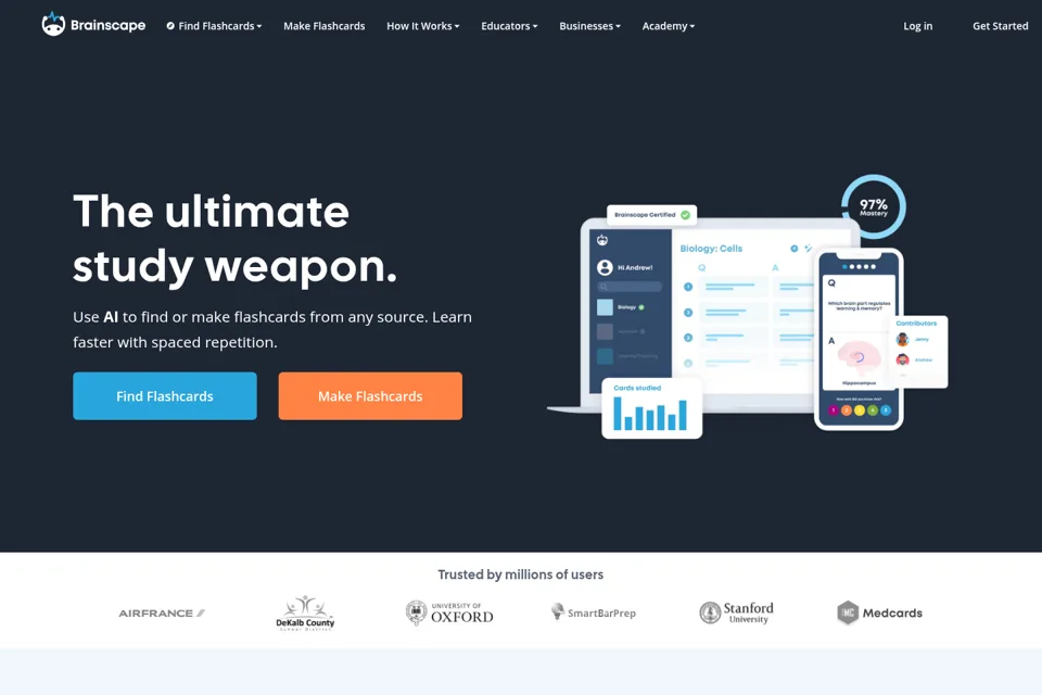 Aperçu de la landing page