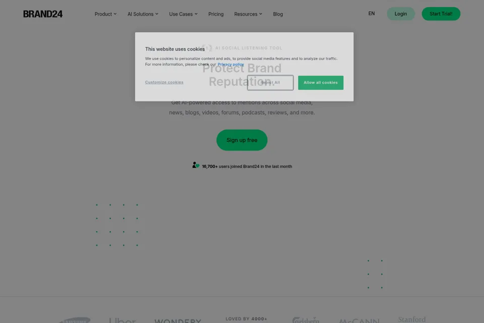 Aperçu de la landing page