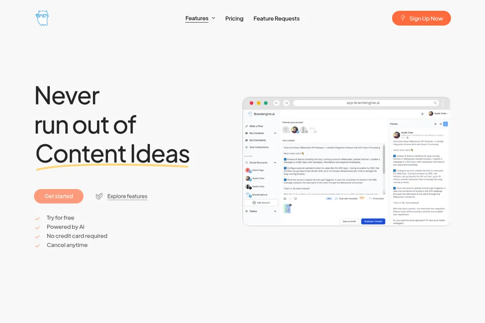 Aperçu de la landing page