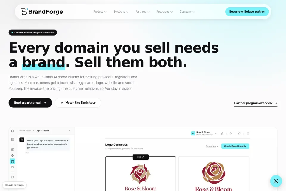 Aperçu de la landing page