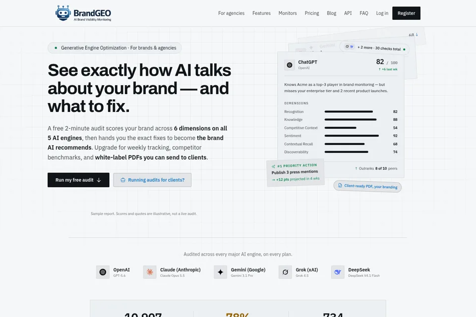 Aperçu de la landing page