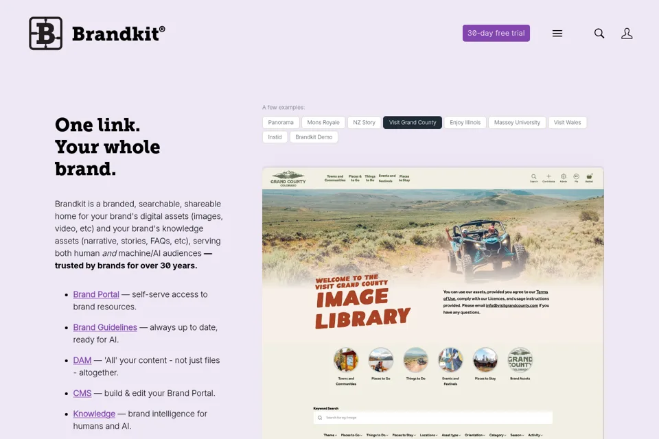 Aperçu de la landing page