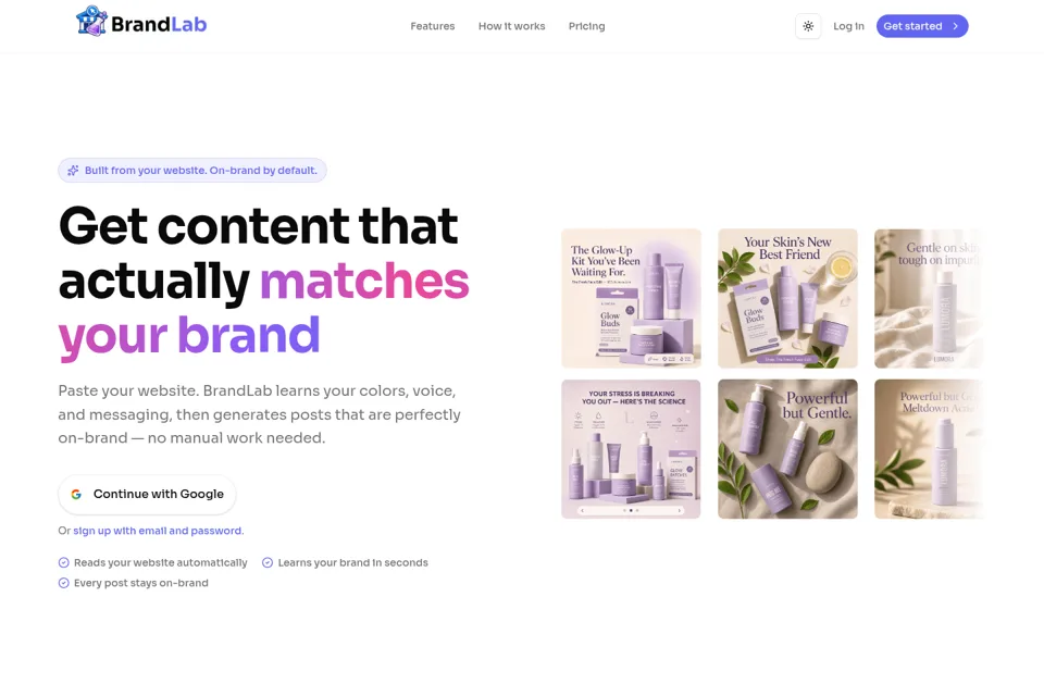 Aperçu de la landing page