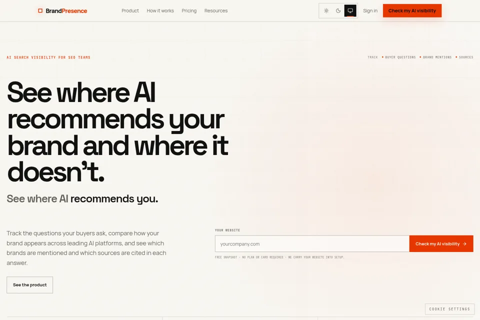 Aperçu de la landing page