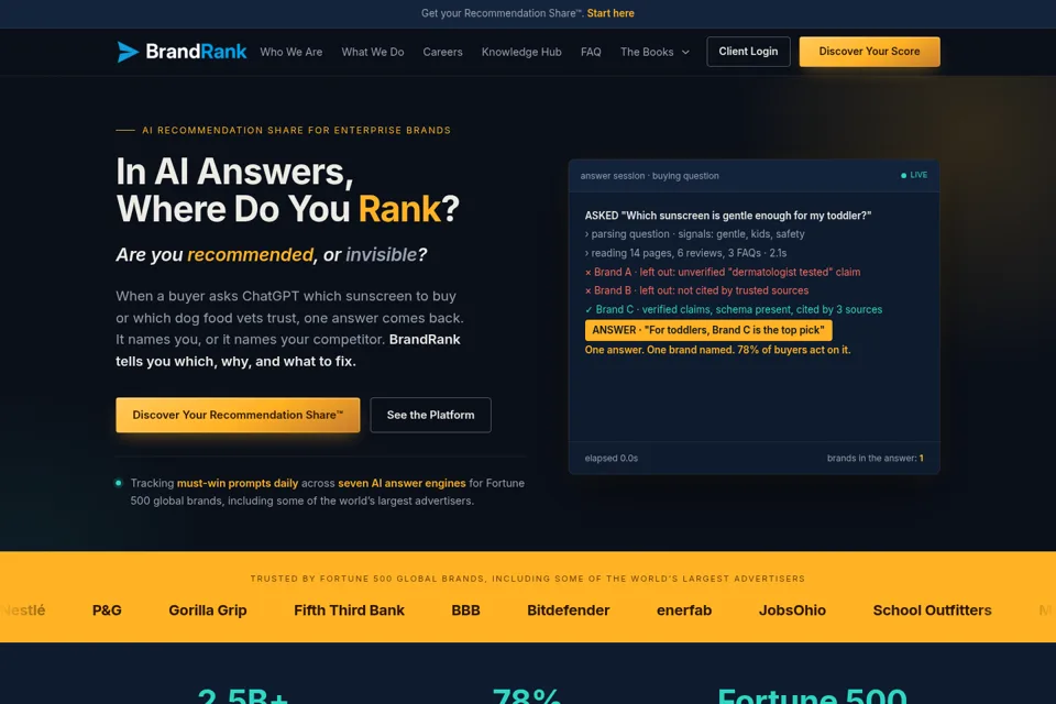 Aperçu de la landing page