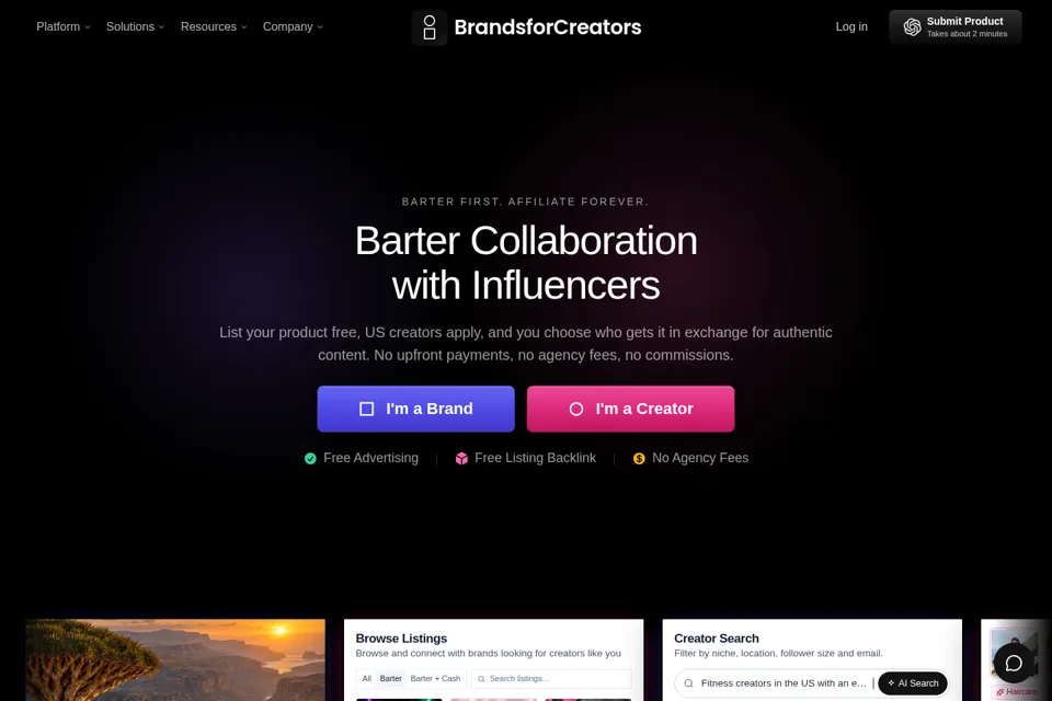 Aperçu de la landing page