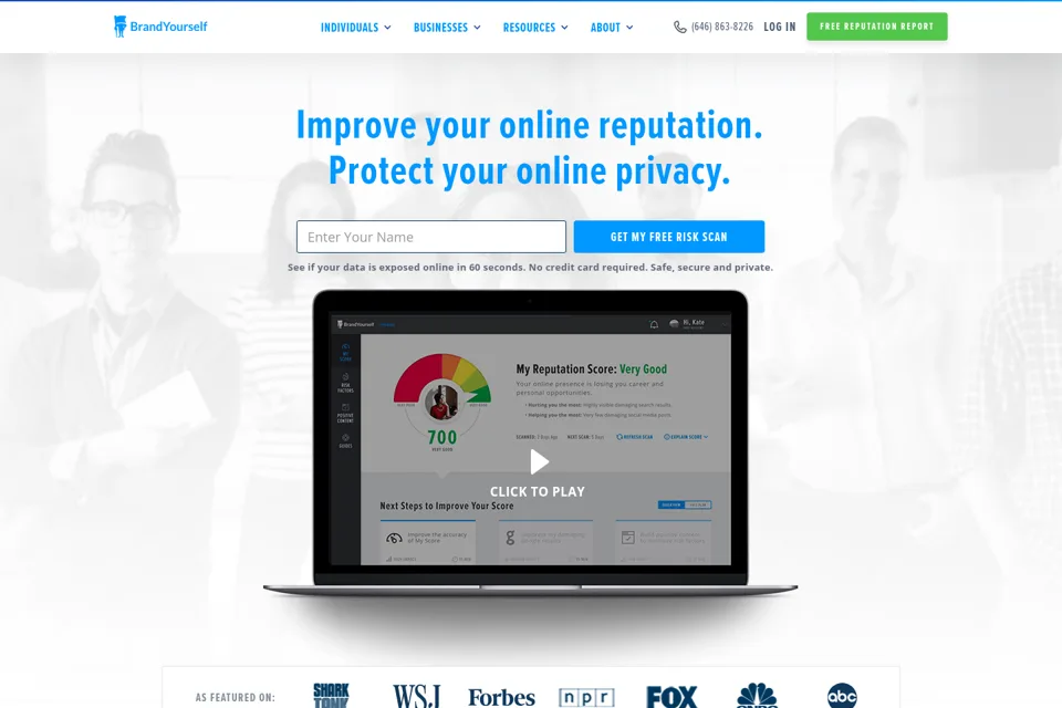 Aperçu de la landing page