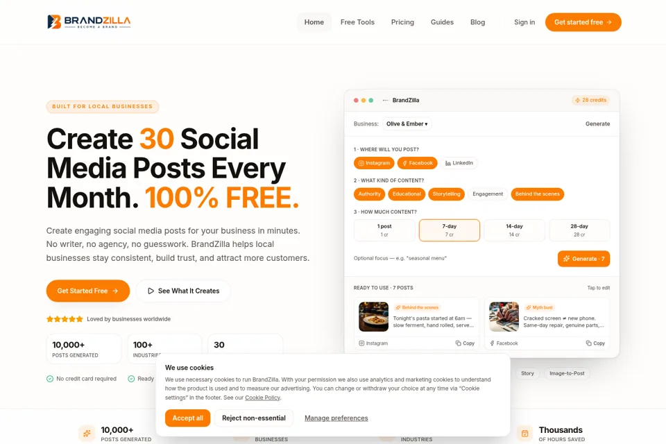 Aperçu de la landing page