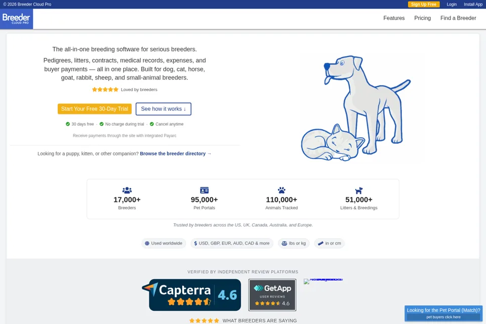 Aperçu de la landing page