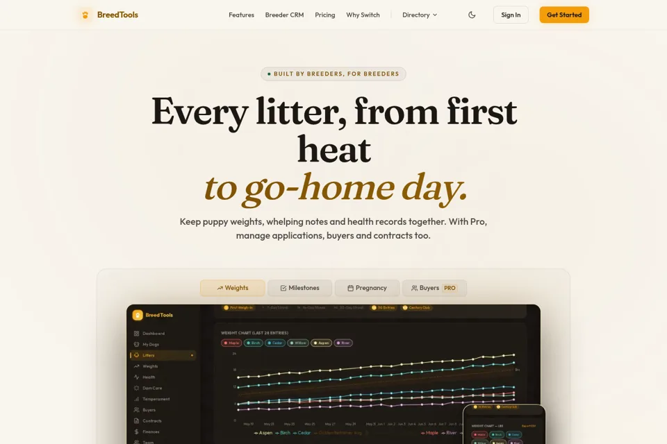 Aperçu de la landing page