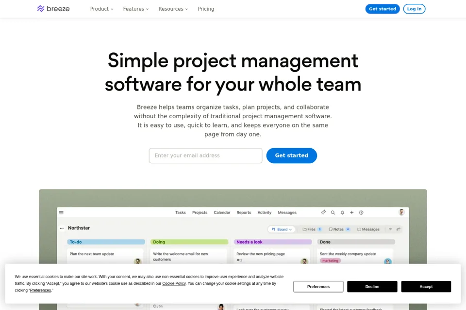 Aperçu de la landing page