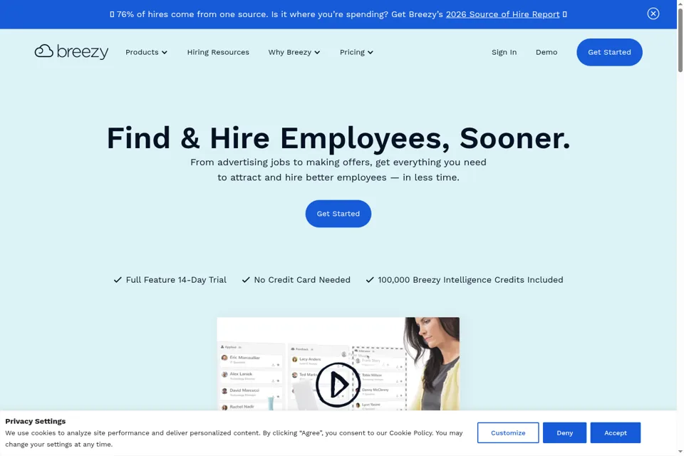 Aperçu de la landing page