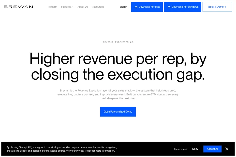 Aperçu de la landing page