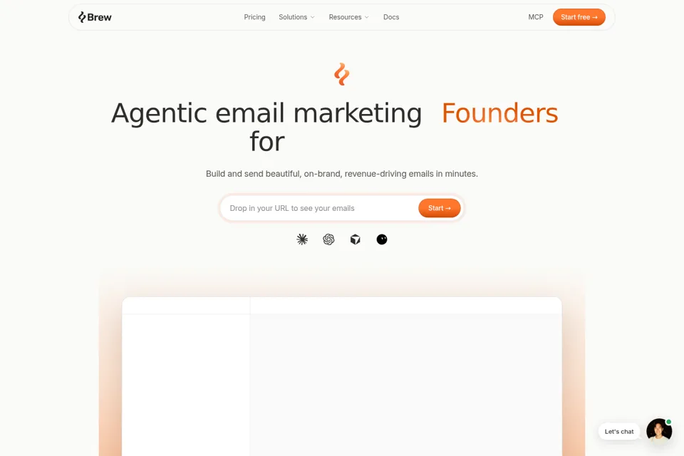 Landing page preview