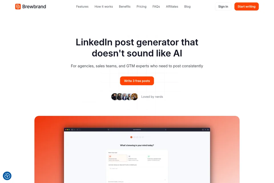Aperçu de la landing page