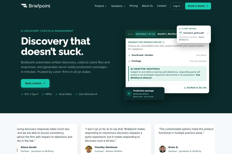 Aperçu de la landing page
