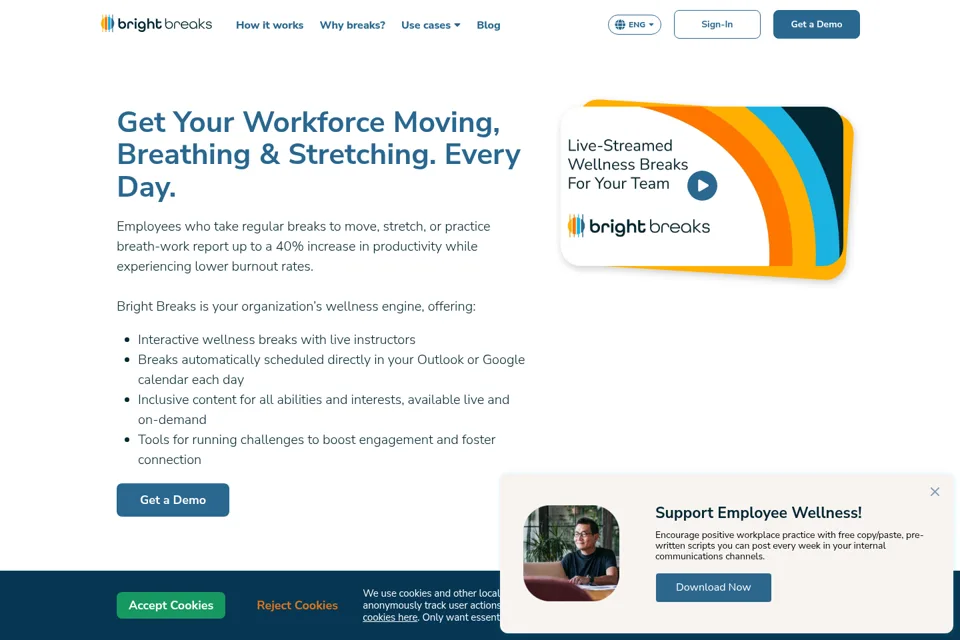Aperçu de la landing page