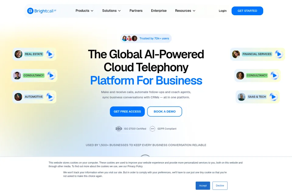 Aperçu de la landing page