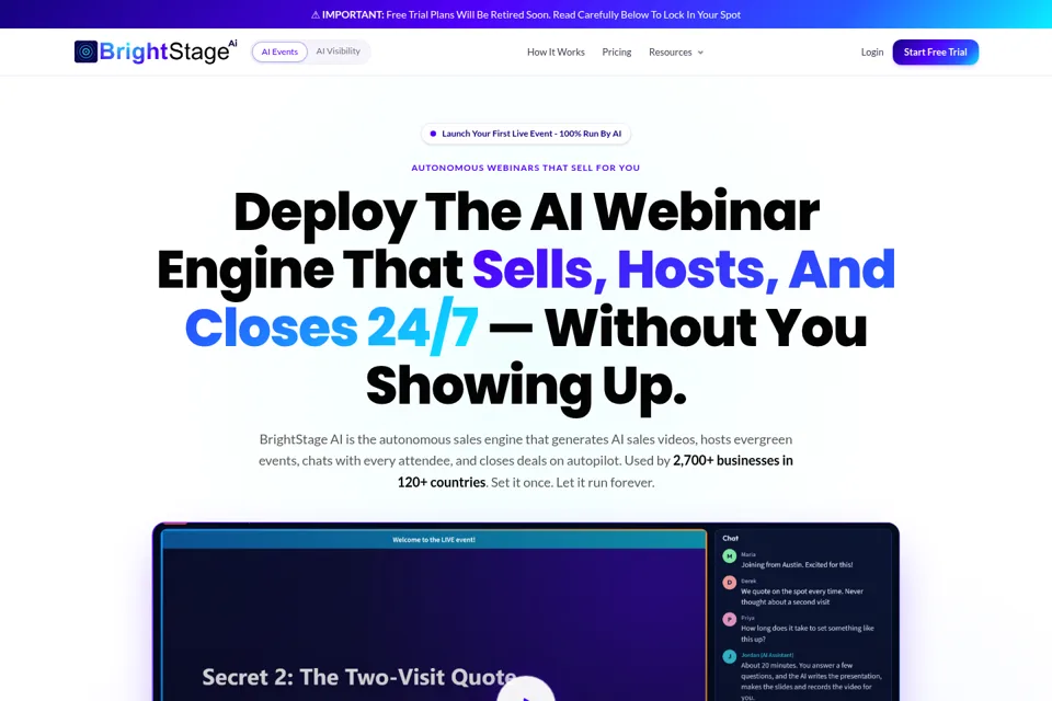 Aperçu de la landing page