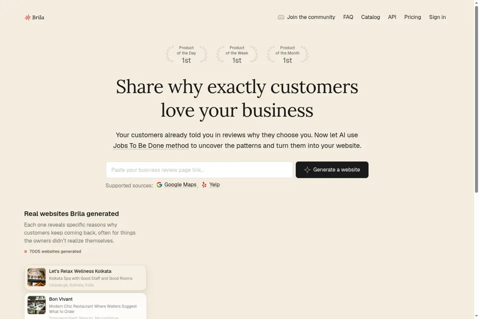 Aperçu de la landing page