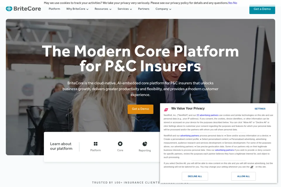 Aperçu de la landing page