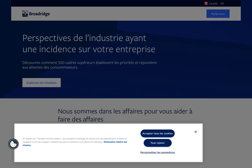 Aperçu de la landing page