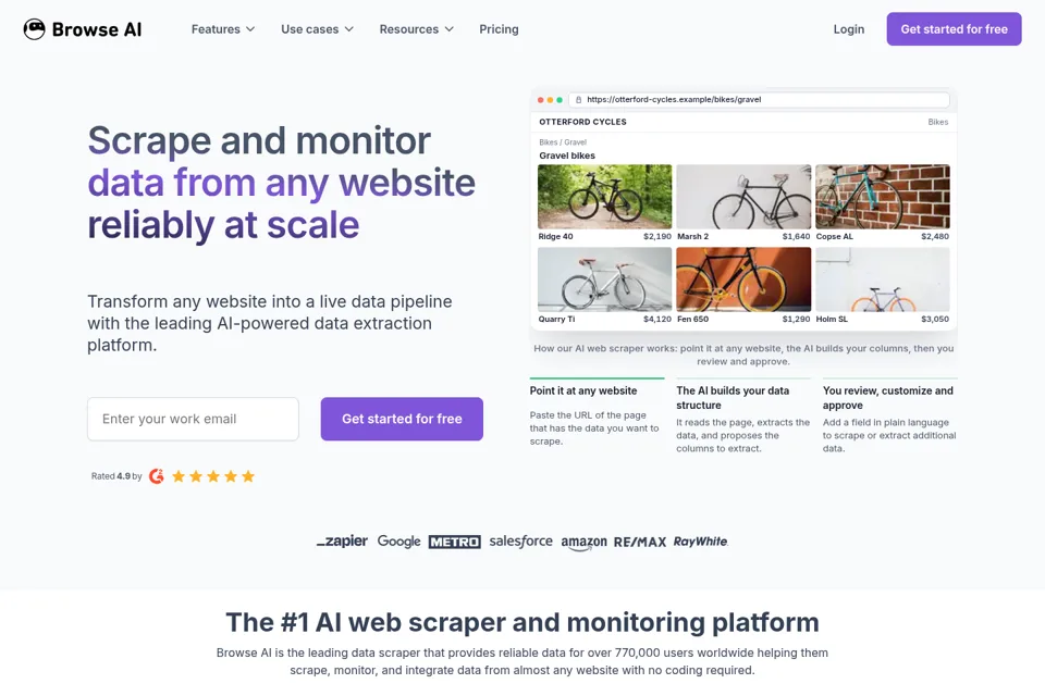 Aperçu de la landing page