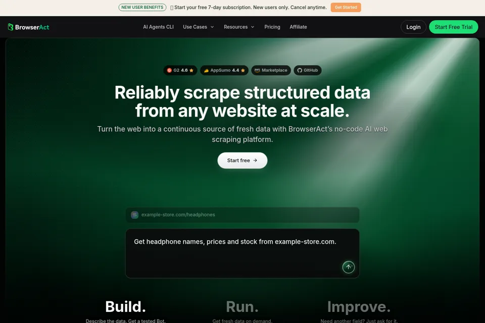 Aperçu de la landing page