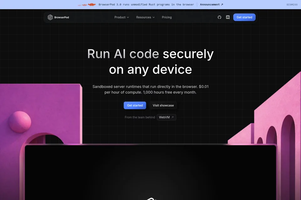 Aperçu de la landing page