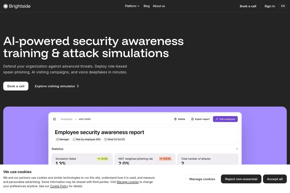 Aperçu de la landing page