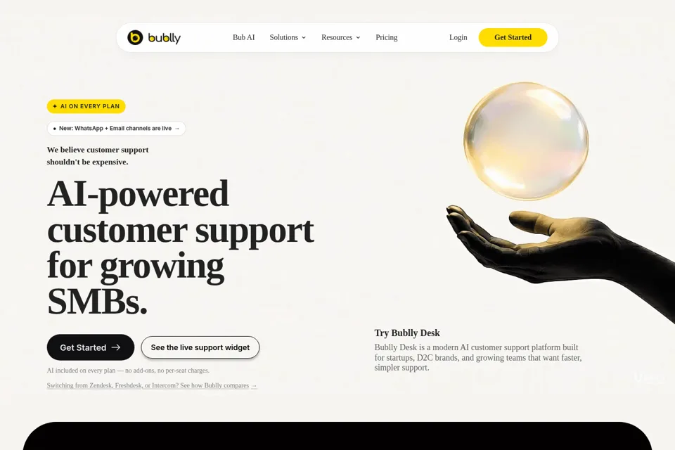 Aperçu de la landing page