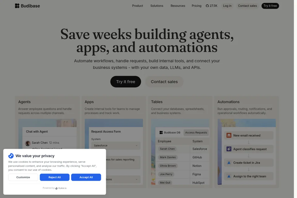 Aperçu de la landing page