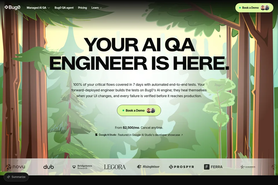 Aperçu de la landing page
