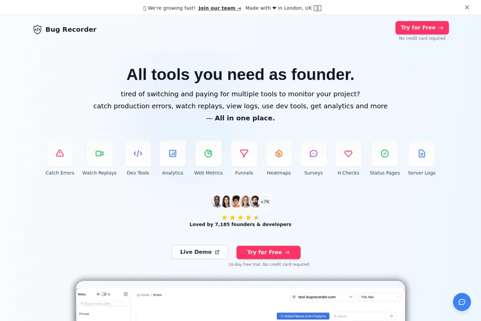 Landing page preview