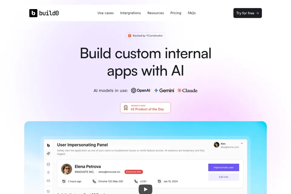 Aperçu de la landing page