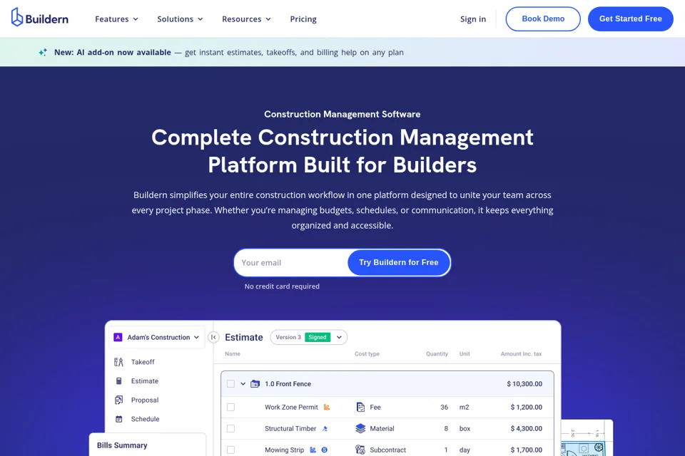 Aperçu de la landing page
