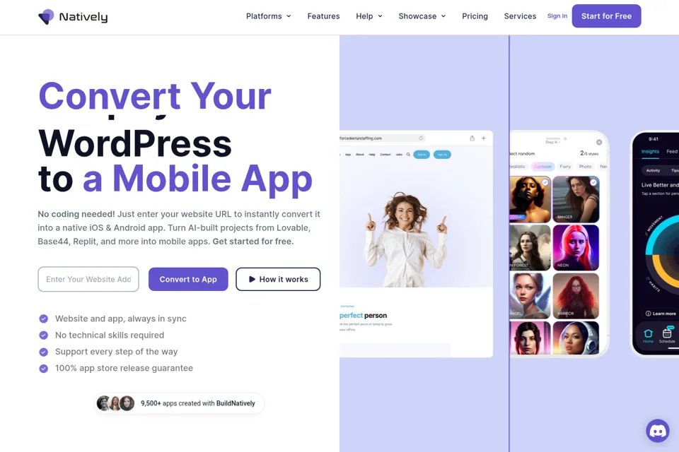 Aperçu de la landing page
