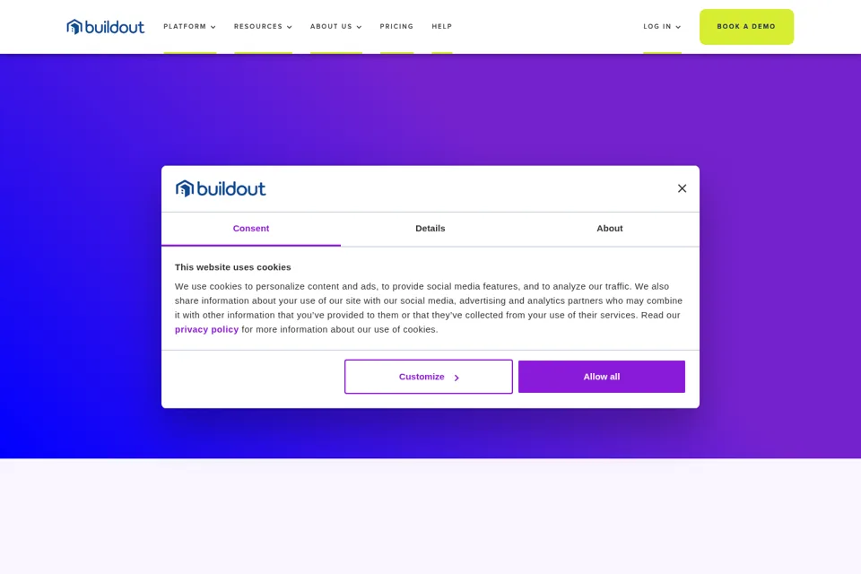 Aperçu de la landing page