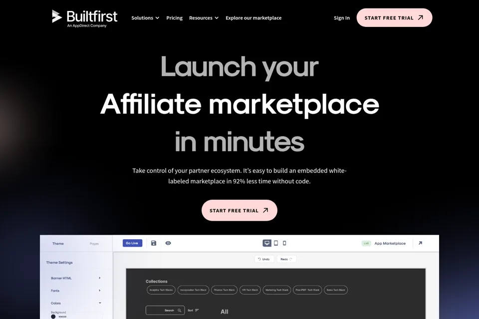 Aperçu de la landing page