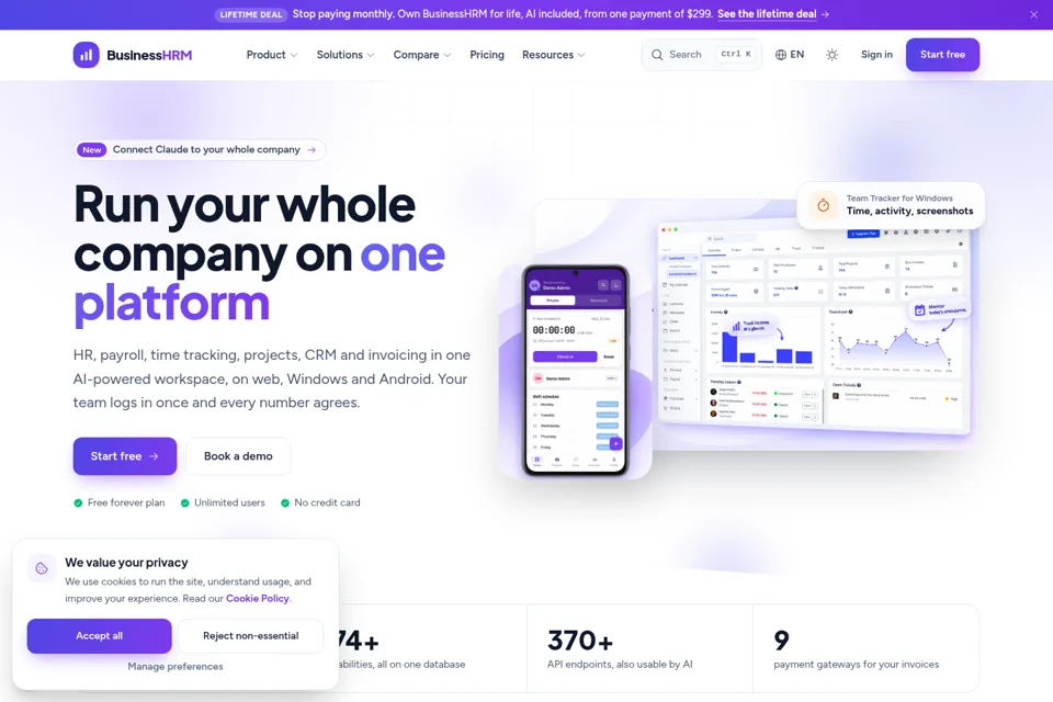 Aperçu de la landing page