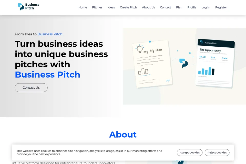 Aperçu de la landing page