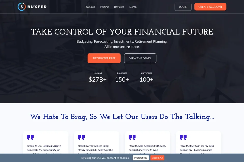 Aperçu de la landing page