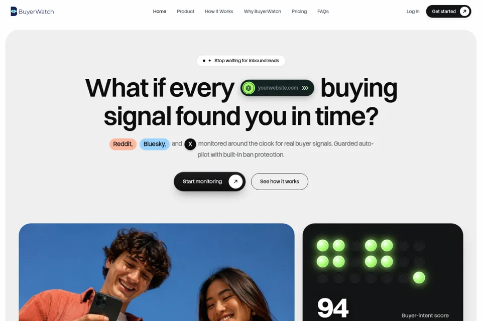 Aperçu de la landing page