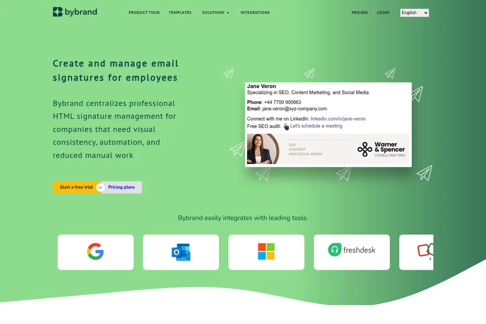 Aperçu de la landing page
