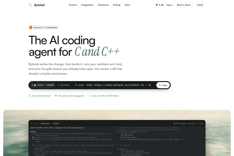 Aperçu de la landing page