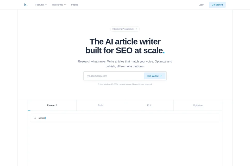 Aperçu de la landing page