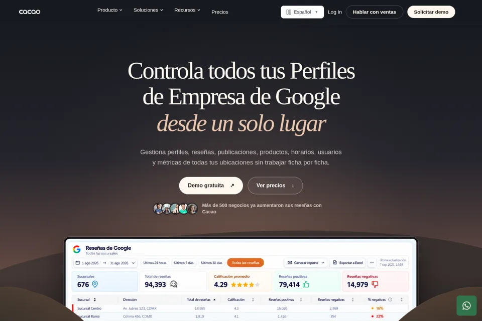 Aperçu de la landing page